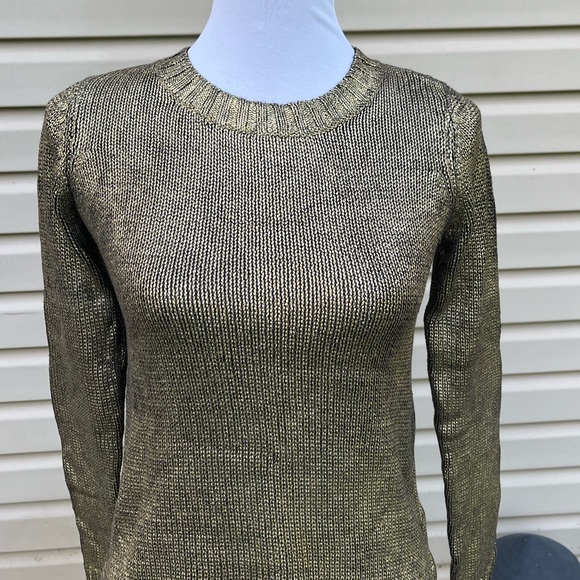 New G By Guess Gold black Hi-Low Crewneck Sweater - Picture 2 of 5